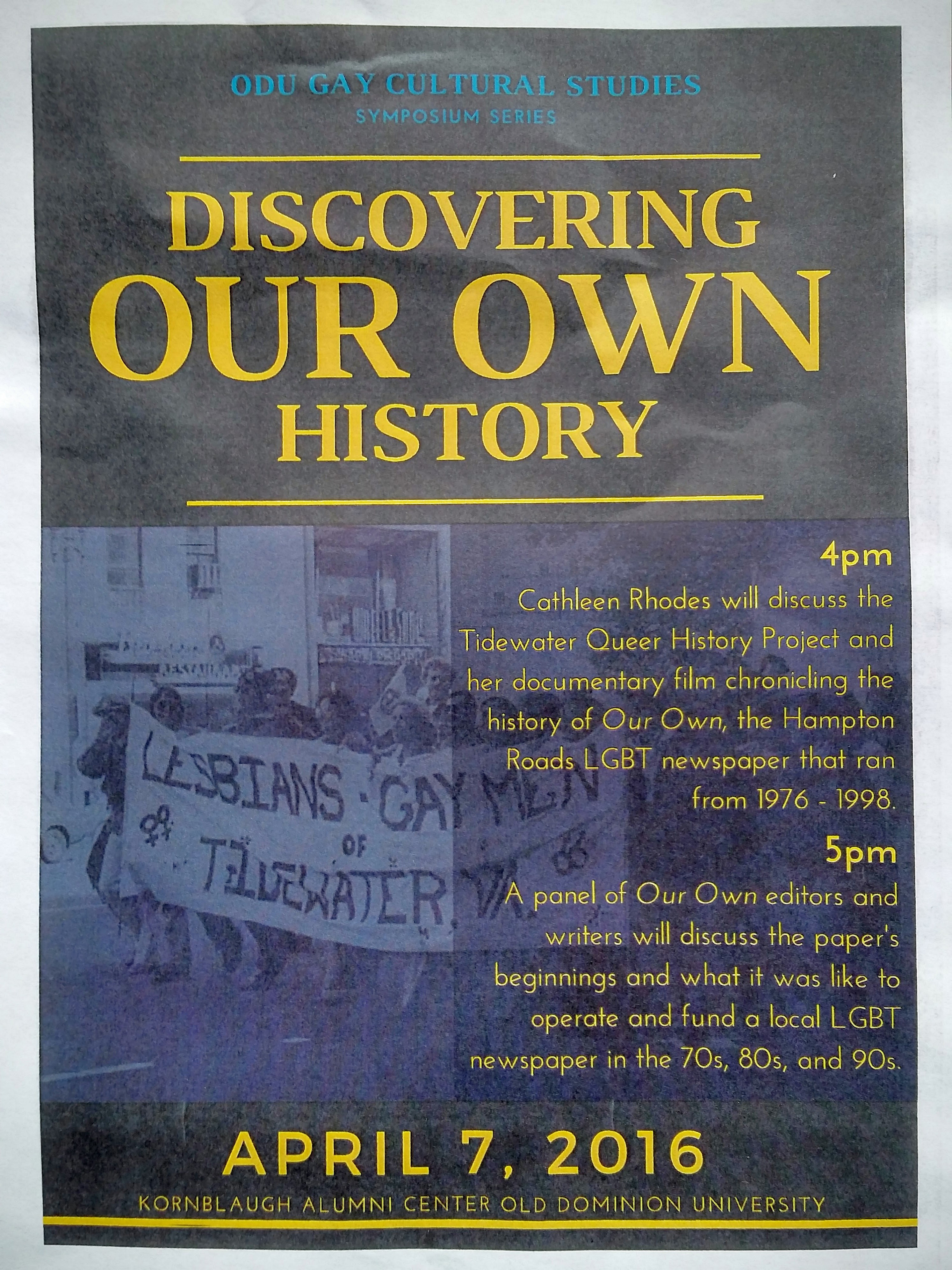 A Relative Stranger Who Was Dear to My Heart: Becoming Better-Acquainted with "Our Own," An LGBT Newspaper Based in Norfolk, VA